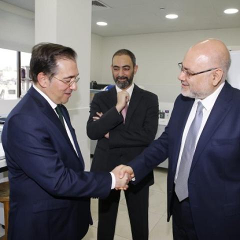 Abiad and the Spanish Foreign Minister on an Inspection Tour of Baabda Governmental Hospital