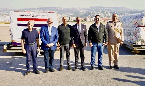 An Egyptian Plane Loaded with Medical and Humanitarian Aid Arrives at the Airport