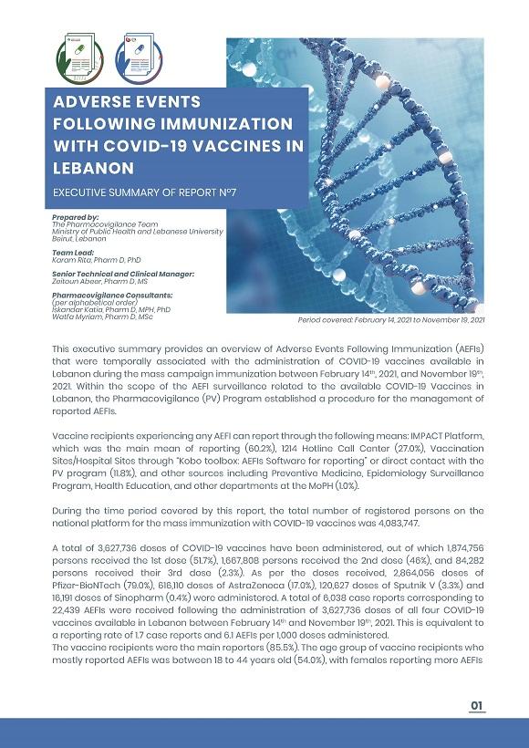 Adverse Events Following Immunization Monitoring-Covid-19 Vaccines-Lebanon