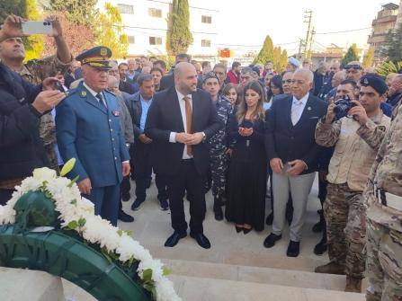 Nassereddine Places a Rose Wreath at the Tomb of Sabri Hamadeh in Hermel