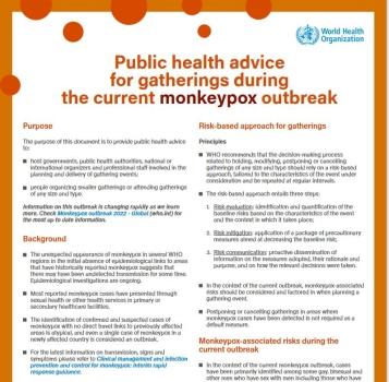نصائح صحيّة حول التجمعات خلال تفشي مرض جدري القردة الحالي