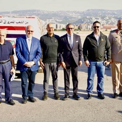 An Egyptian Plane Loaded with Medical and Humanitarian Aid Arrives at the Airport